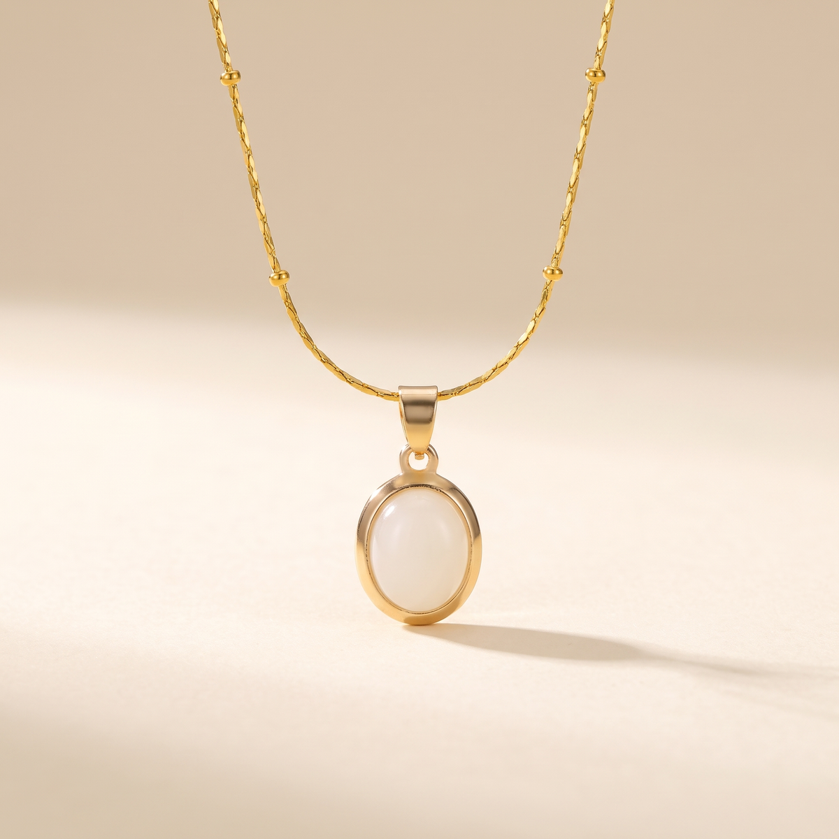Chic Gold Stainless Steel Necklace with Teardrop Opal Pendant – Albella Jewelry