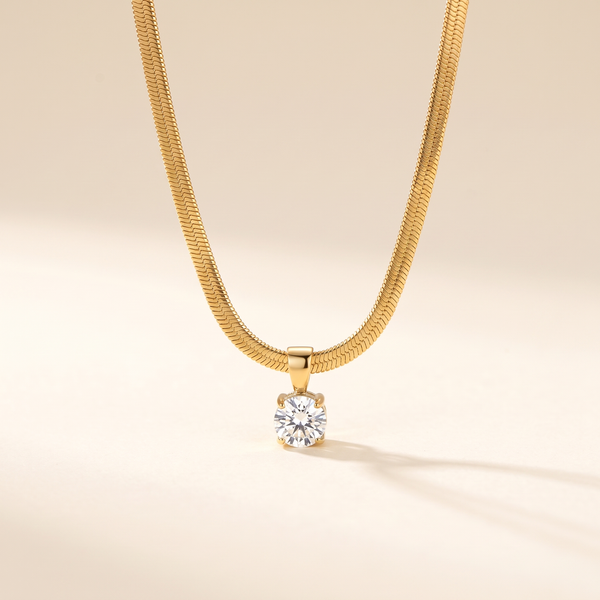 Elegant Gold Necklace with Rhinestone Pendant – Albella Jewelry