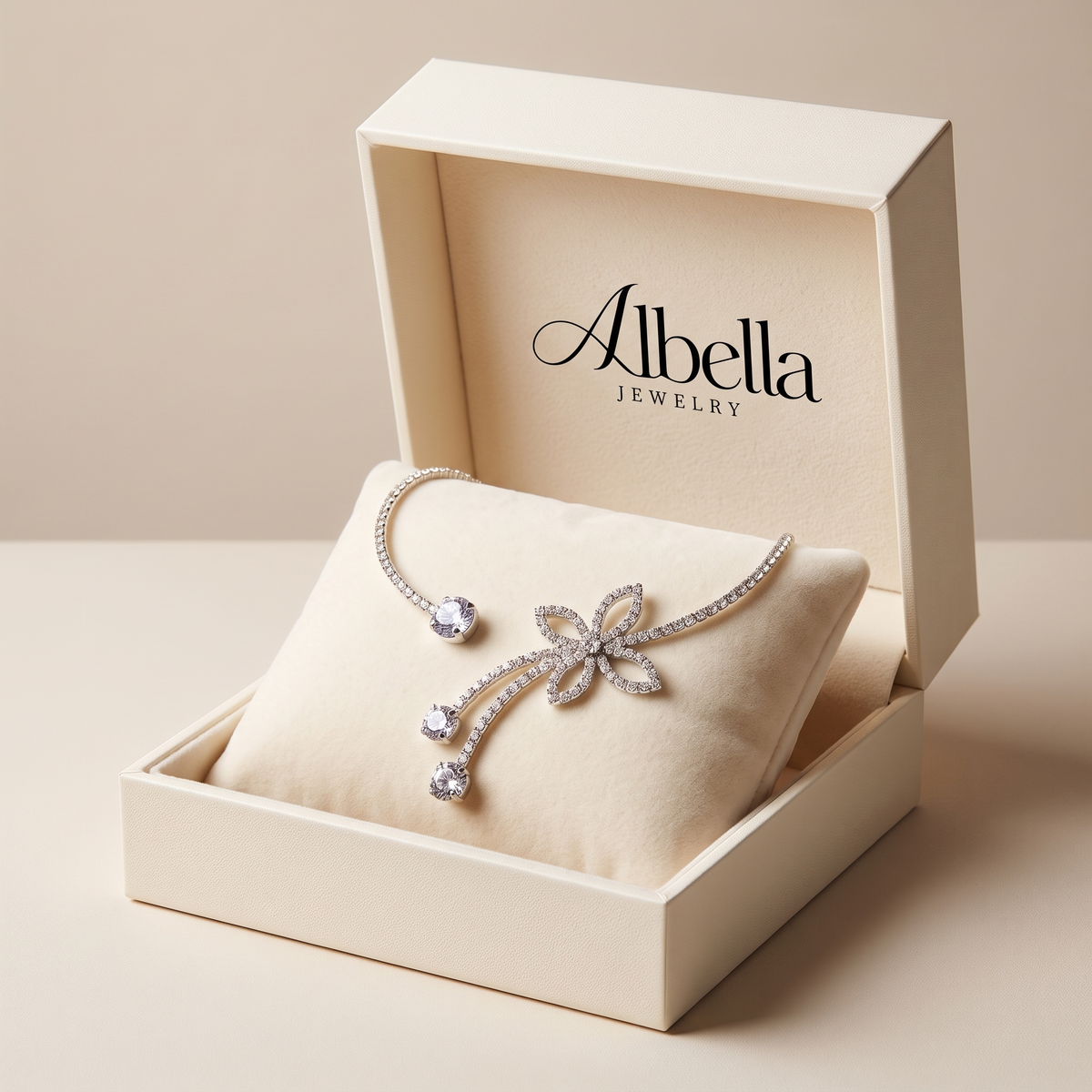 Crystal Bloom Choker Necklace in Albella Jewelry gift box