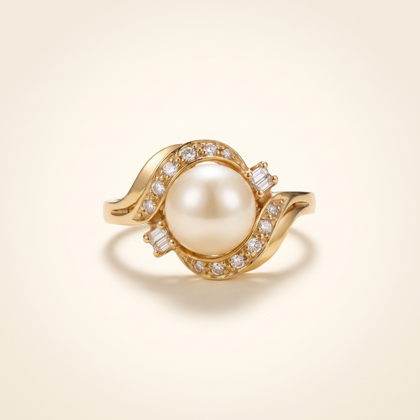 Chic Pearl and Radiant Gold Ring – Albella Jewelry