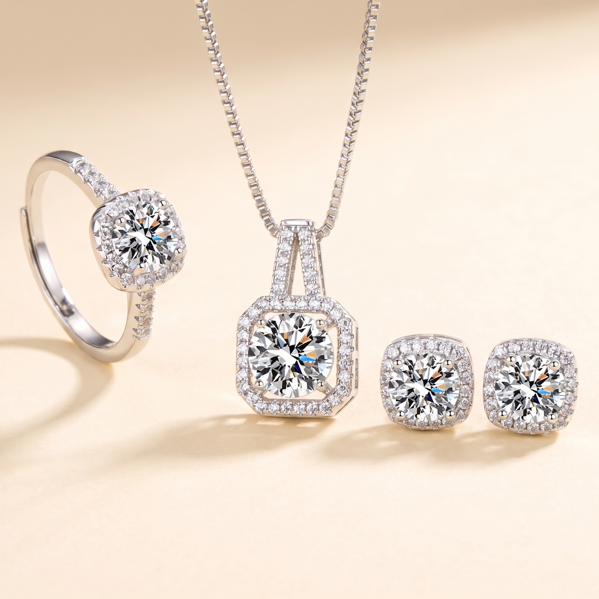 Aria Exclusive White Gold Radiant-Cut Jewelry Set – Albella Jewelry