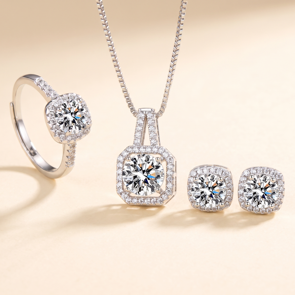 Aria Exclusive White Gold Radiant-Cut Jewelry Set – Albella Jewelry