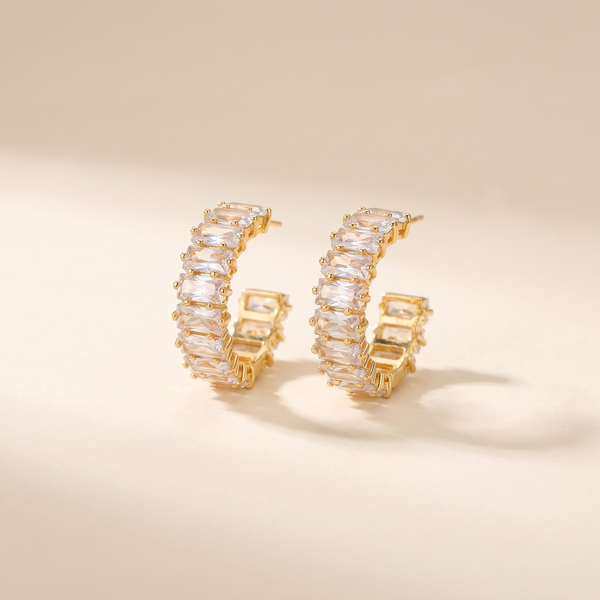 Elegant Gold Earrings with Zircon Sparkle – Albella Jewelry