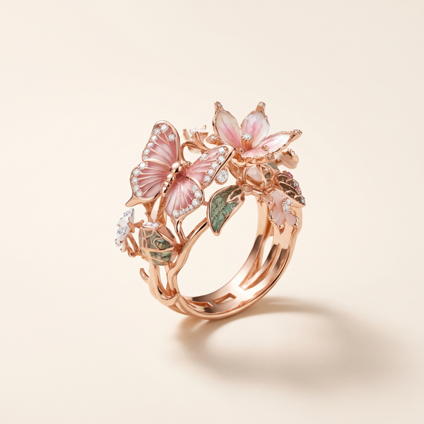 Nature-Inspired Luminous Butterfly Ring with Zircon – Albella Jewelry