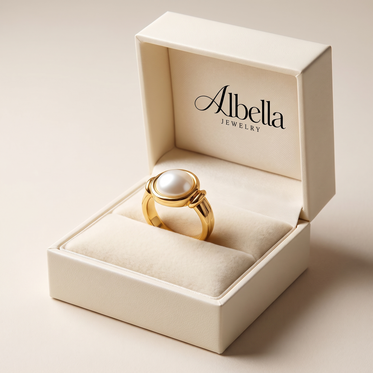 Elegant Pearl Ring in Albella Jewelry gift box