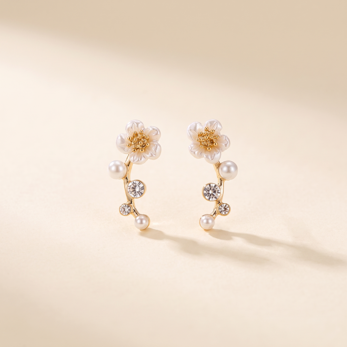 Elegant Pearl Earrings with Floral Motif – Albella Jewelry