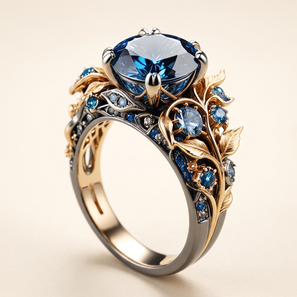 Exotic Flower Ring with Blue Crystal – Albella Jewelry