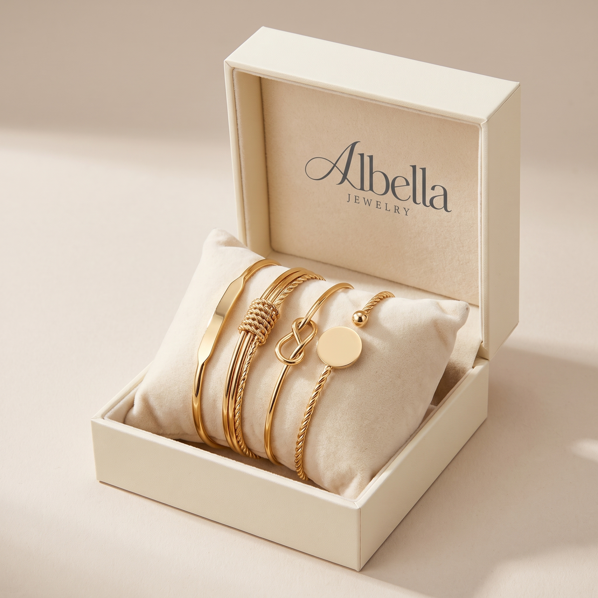 Elegant Gold-Tone Bracelet Set in Albella Jewelry gift box