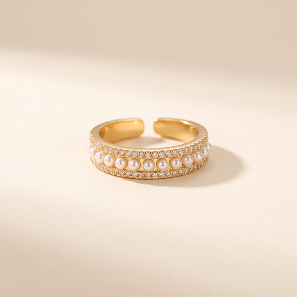 Exclusive Luxe Gold Ring with Pearl – Albella Jewelry