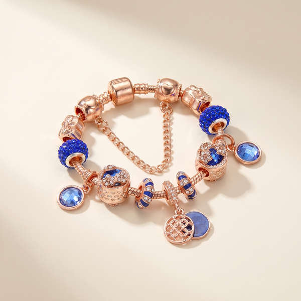 Rose Silver Bracelet with Blue Crystal – Albella Jewelry