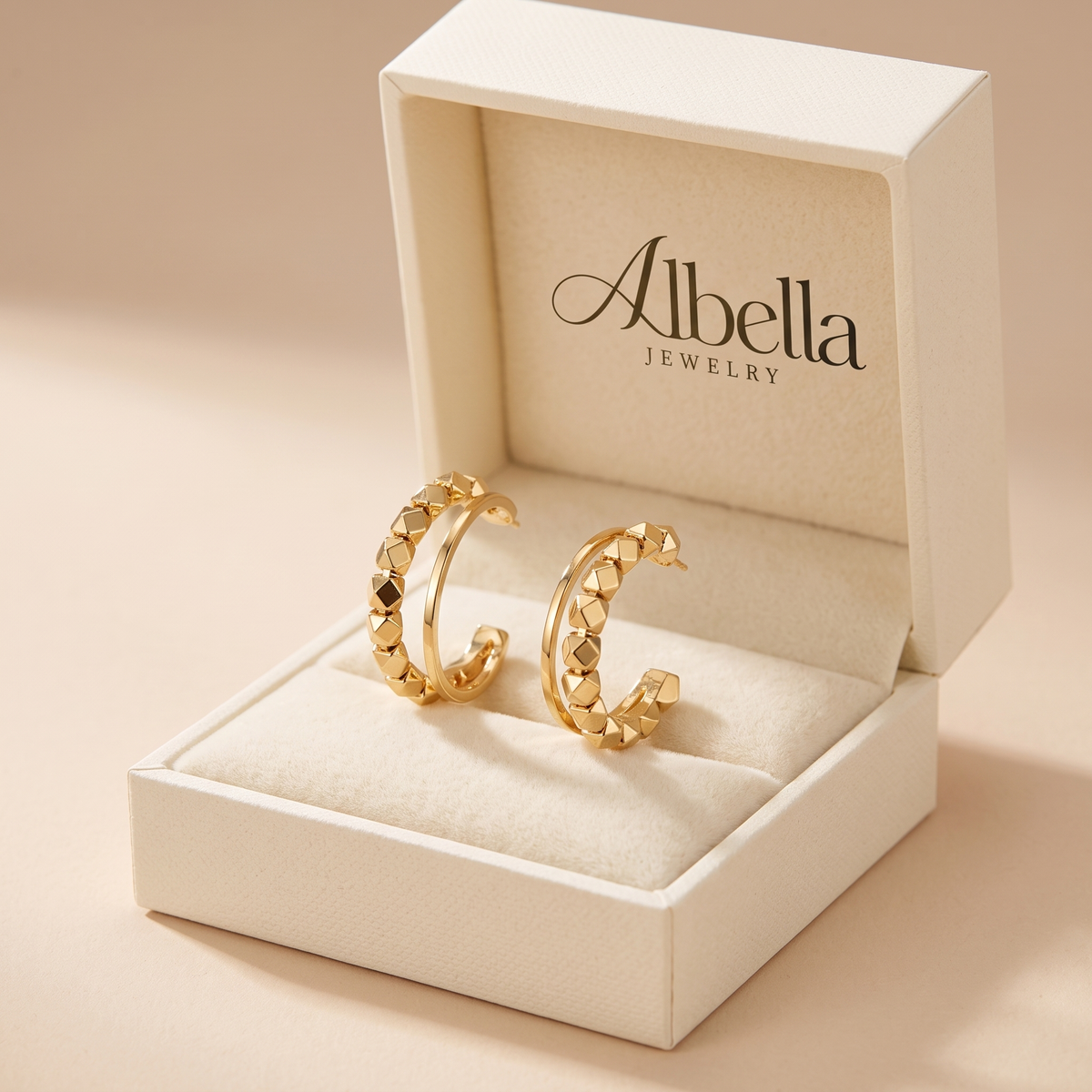Elegant Gold-Plated Earrings with Cubic Zirconia in Albella Jewelry gift box