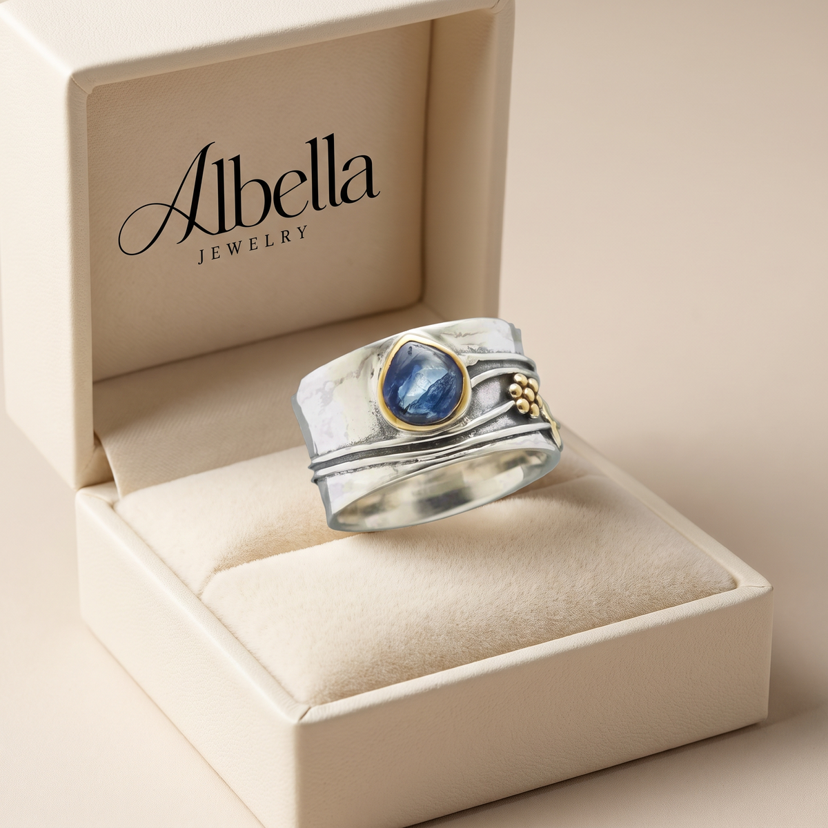 Bohemian Free Spirit Ring with Gemstone in Albella Jewelry gift box