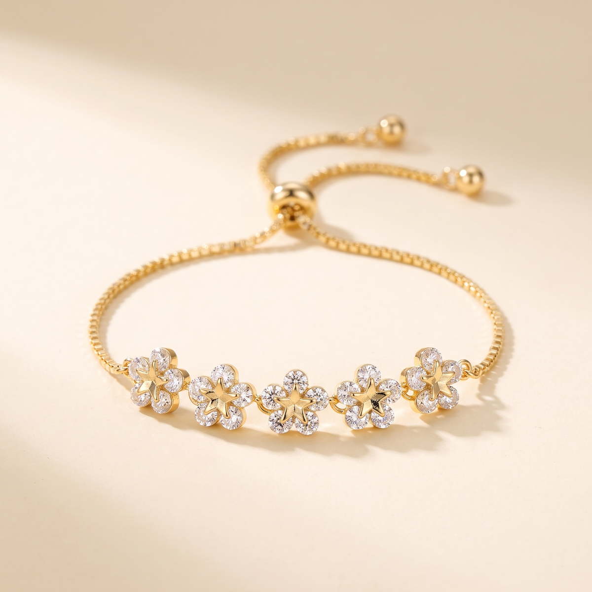 Gold Crystal Daisy Bracelet – Albella Jewelry