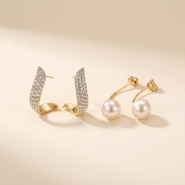 Chic Gold Dangle Earrings with Pearls – Albella Jewelry