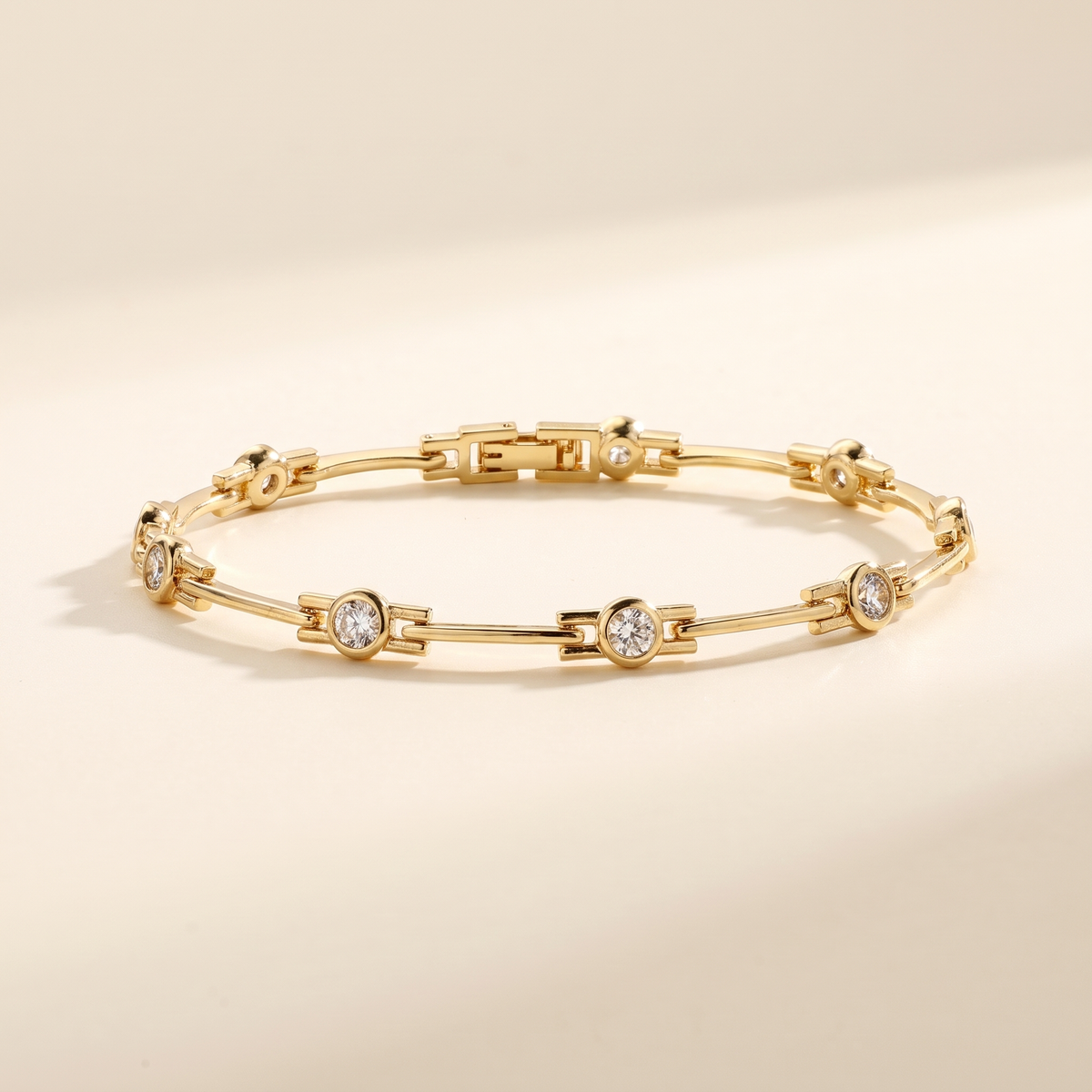 Elegant Gold Bracelet with Zircons – Albella Jewelry