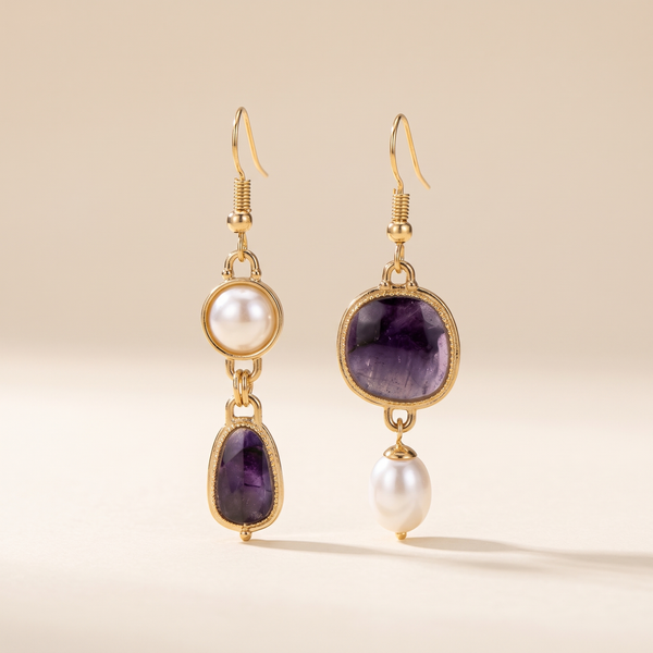 Elegant Earrings with Blue Stone and Pearls – Albella Jewelry