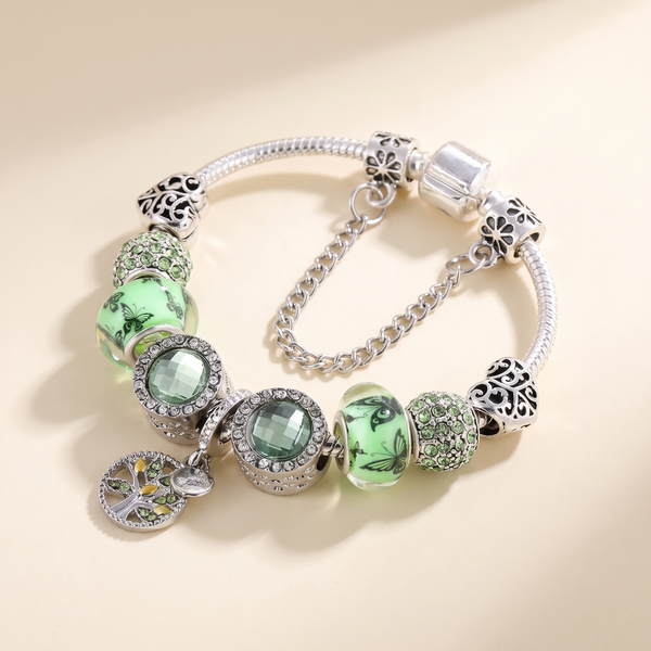 Chic Silver Bracelet with Green Crystal – Albella Jewelry