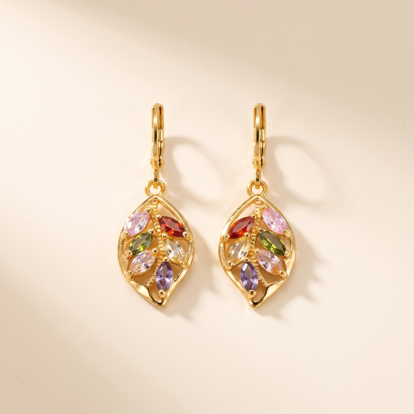 Vintage Colorful Gold Leaf Earrings – Albella Jewelry
