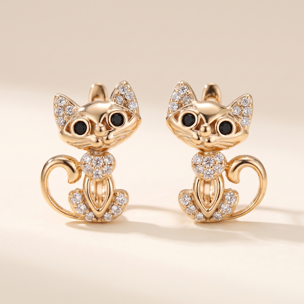 Elegant Cat Earrings with Zircon – Albella Jewelry