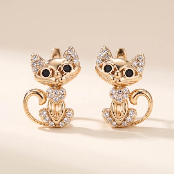 Elegant Cat Earrings with Zircon – Albella Jewelry