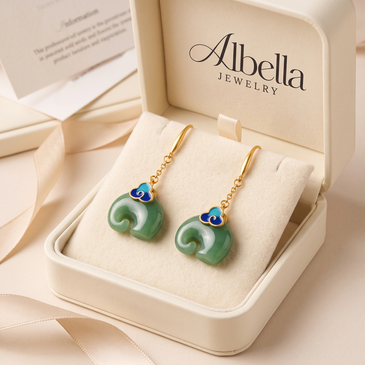 Retro Chic Elephant Earrings in Albella Jewelry gift box