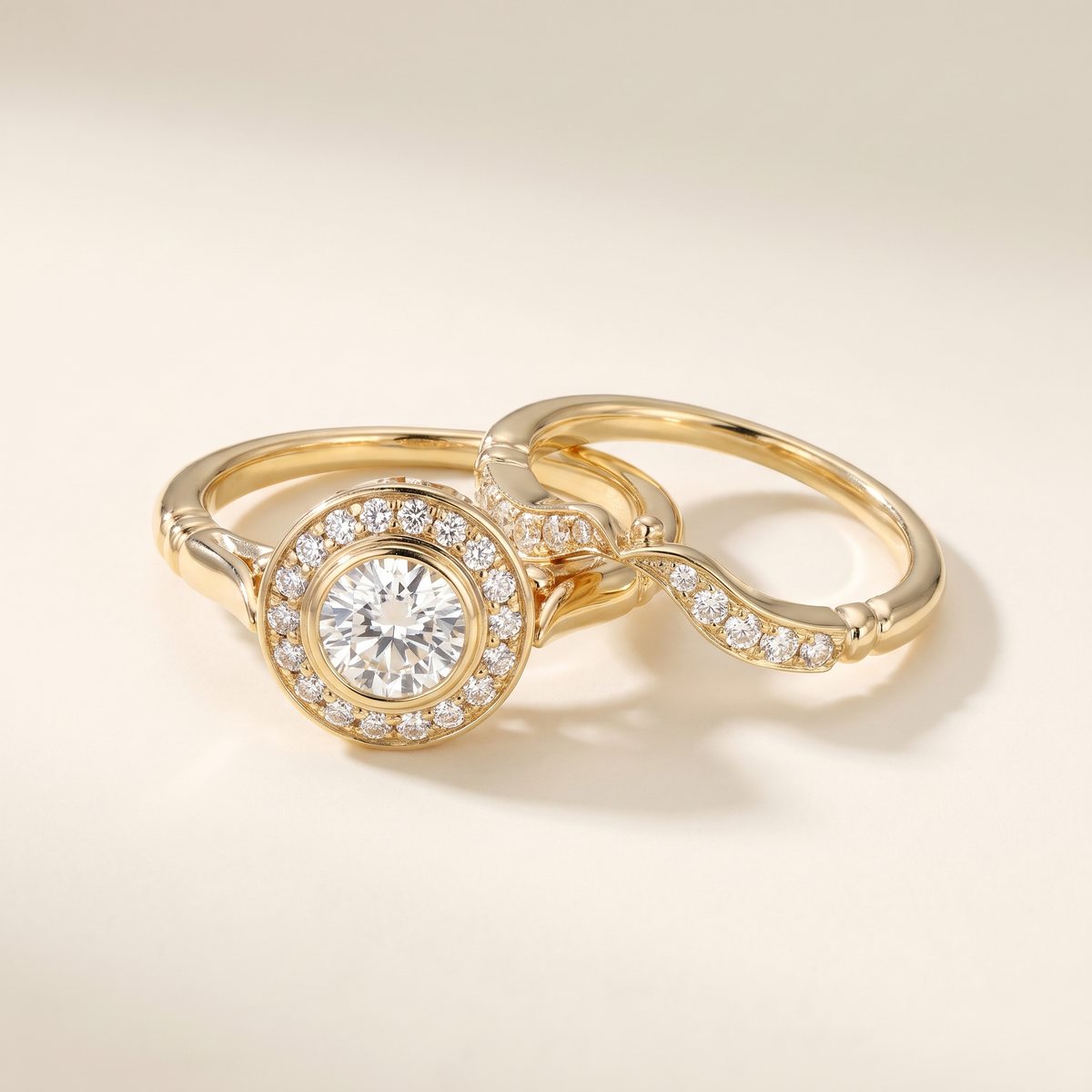 Vintage Gold Ring Set with Zircon – Albella Jewelry