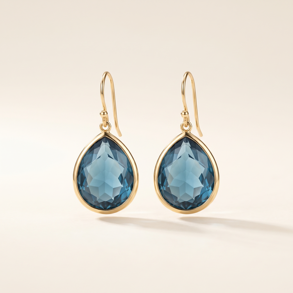 Retro Dangle Earrings with Blue Crystal – Albella Jewelry