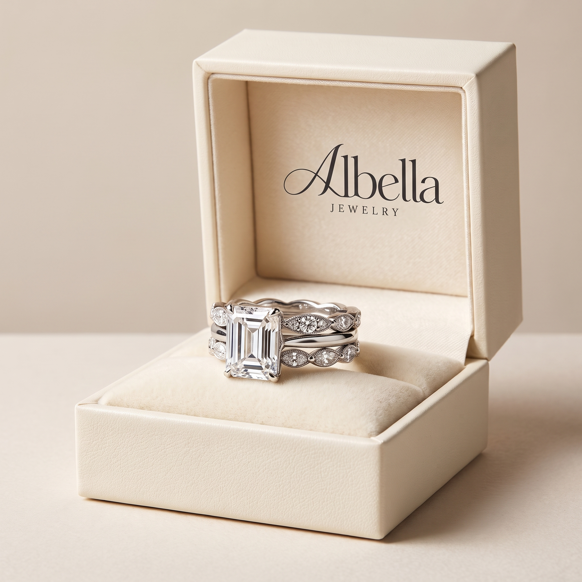 Vintage Sparkly Silver Multi-Row Ring in Albella Jewelry gift box