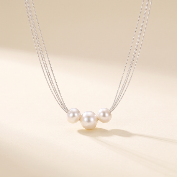 Elegant Layered White Pearl Necklace – Albella Jewelry