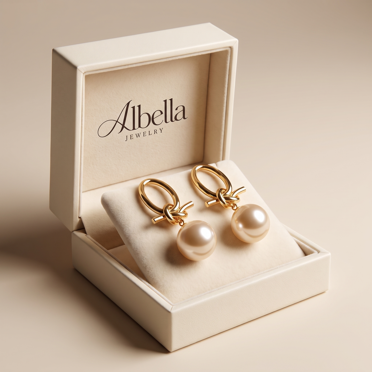 Timeless Dangle Earrings with Pearls in Albella Jewelry gift box