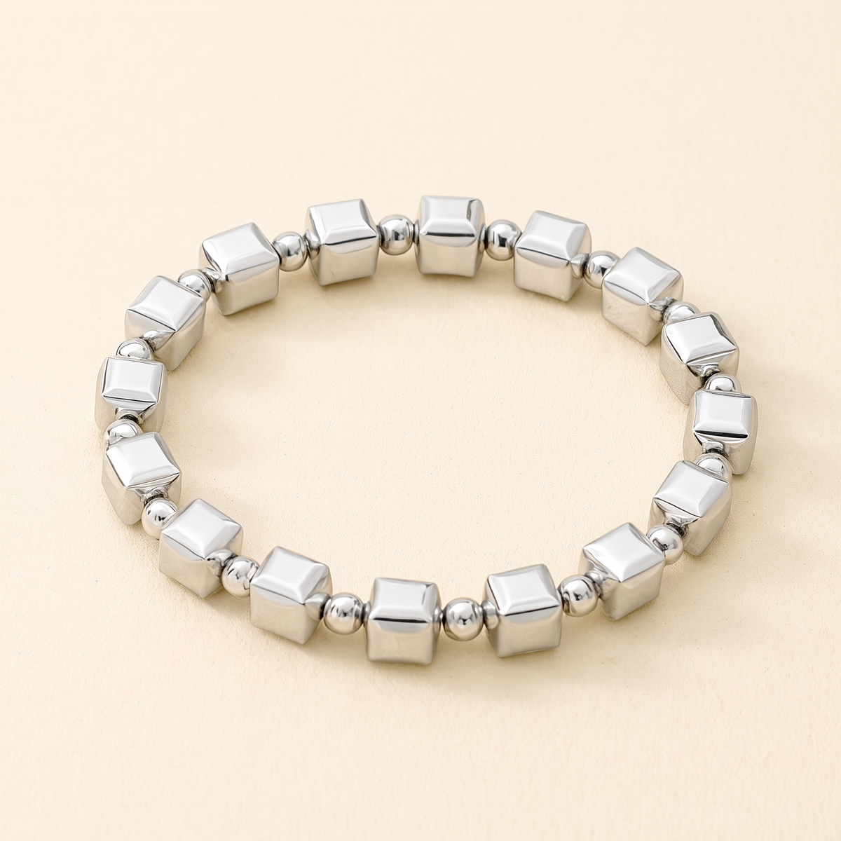 Timeless Silver Bracelet with Cube Pearl Details – Albella Jewelry