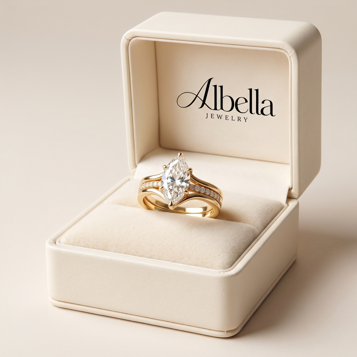 Gold Crown Drop Ring in Albella Jewelry gift box