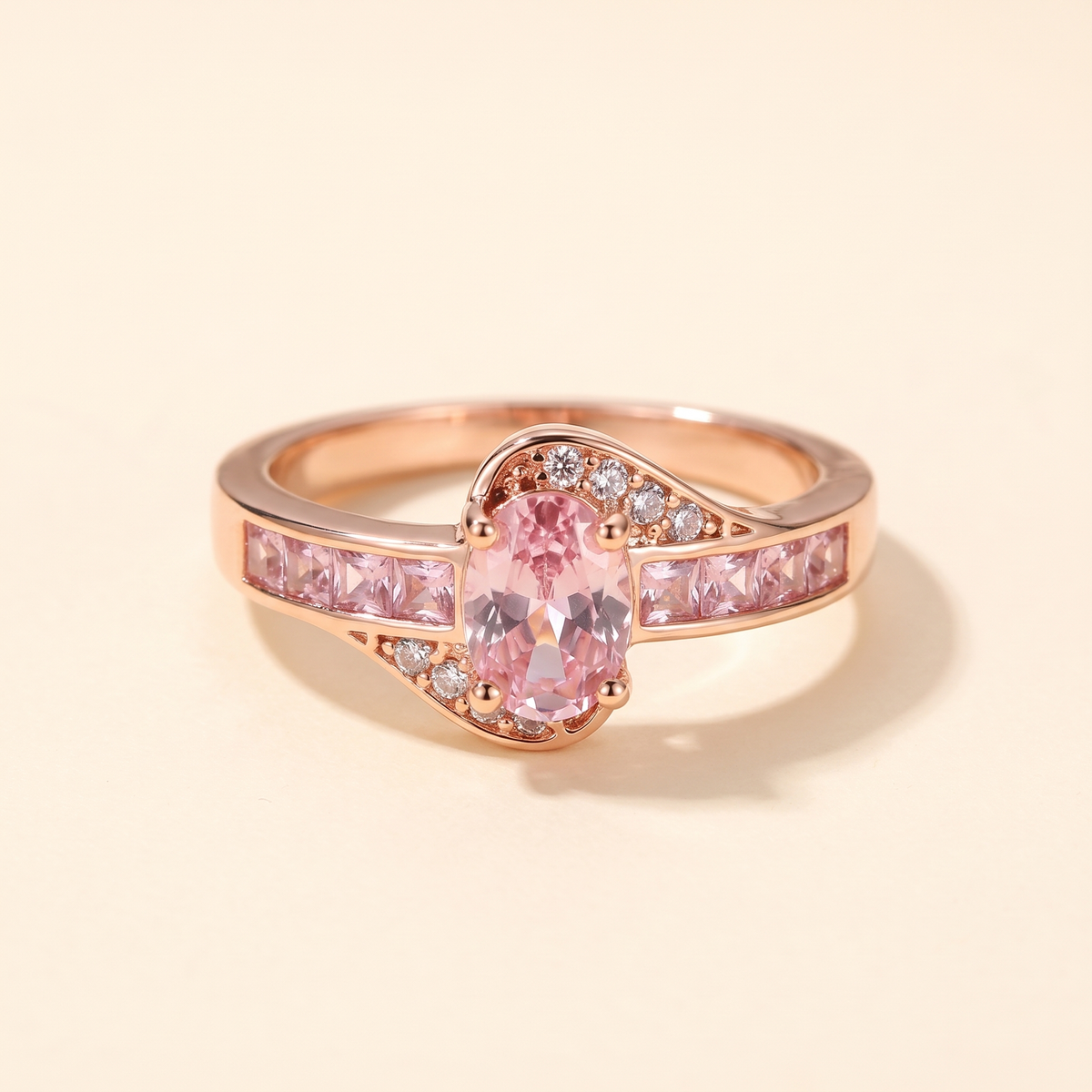 Exclusive Gold Ring with Pink Crystal – Albella Jewelry
