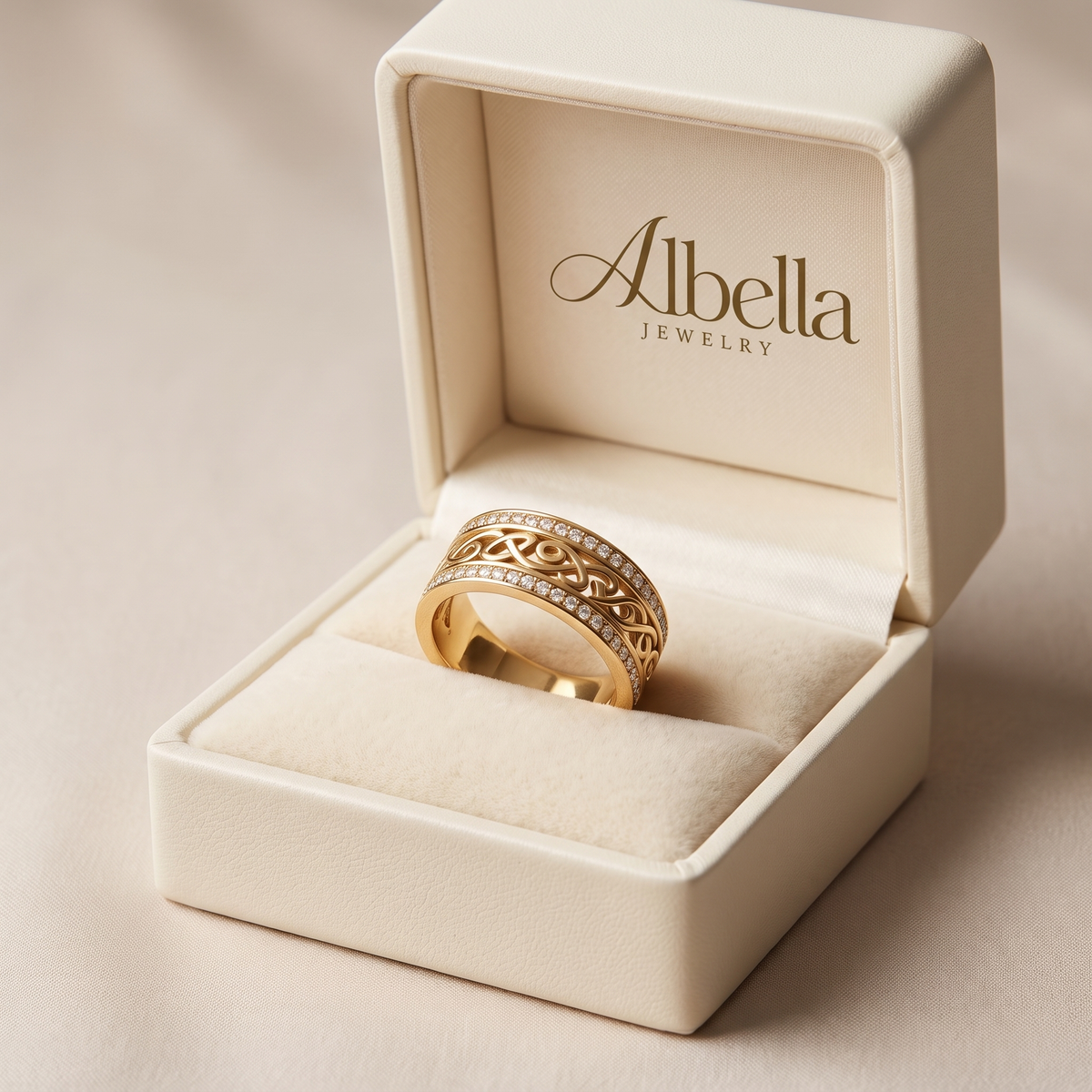 Brilliant Gold Openwork Ring in Albella Jewelry gift box