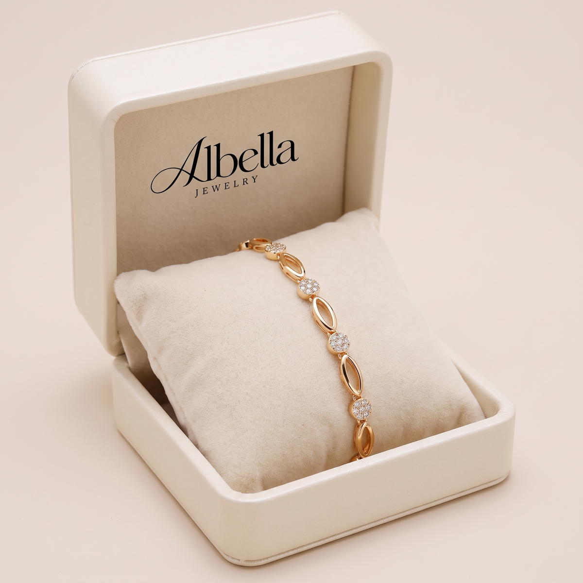 Elegant Gold-Plated Bracelet with Zircons in Albella Jewelry gift box