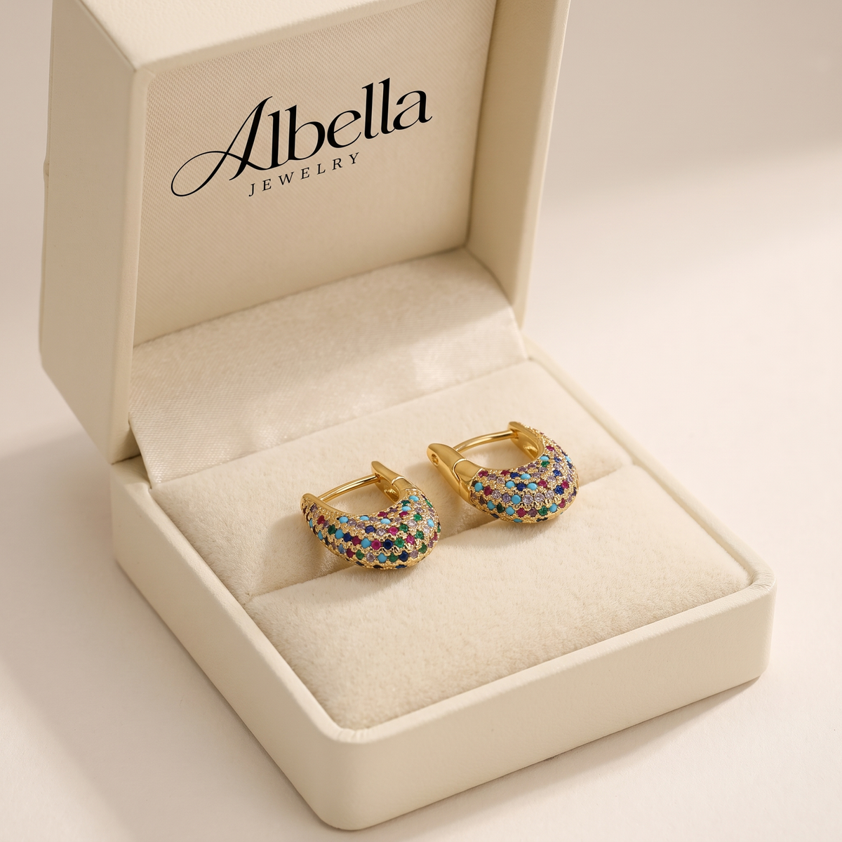 Chic Crystal Inlay Earrings in Albella Jewelry gift box
