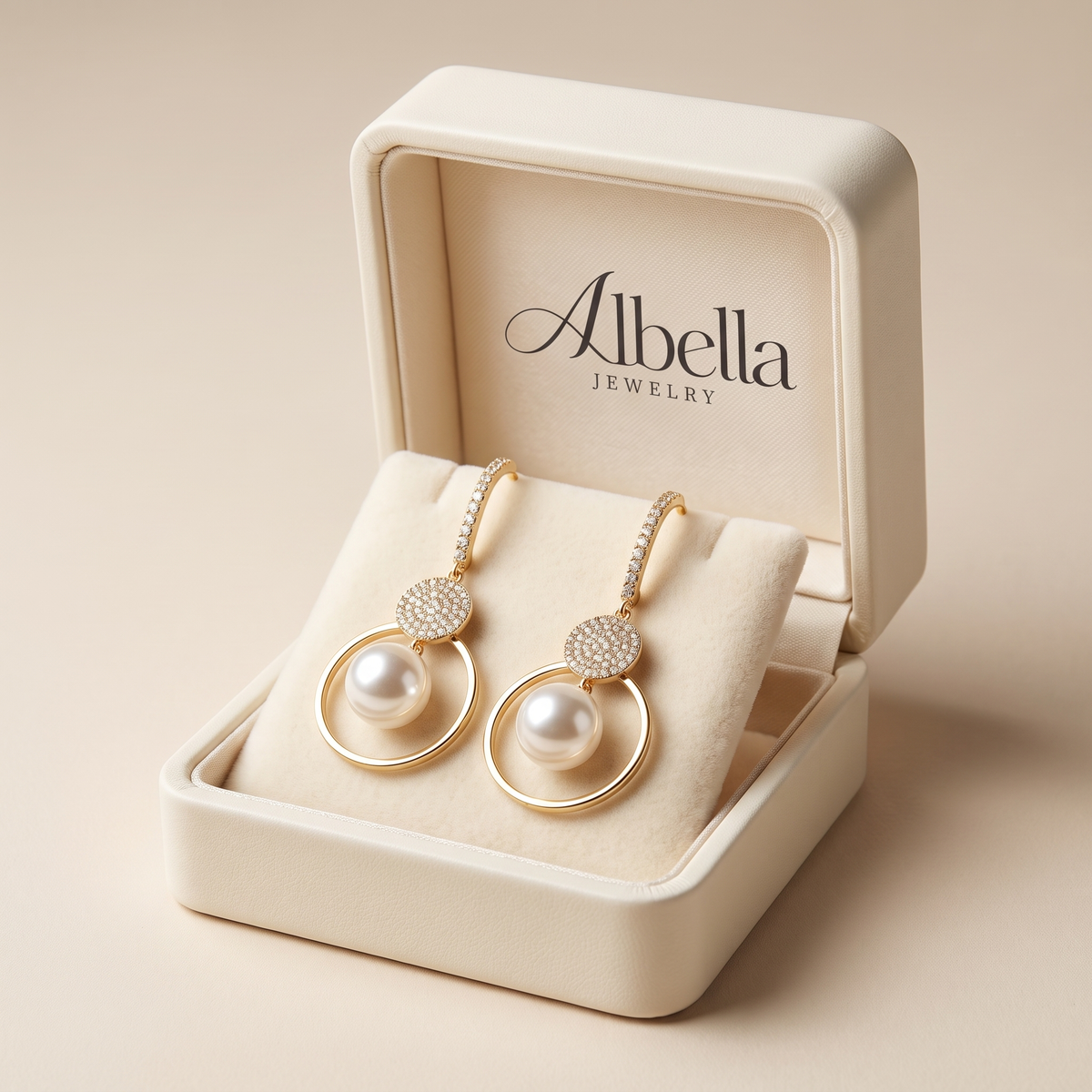 Premium Cultured Pearl Earrings in Albella Jewelry gift box