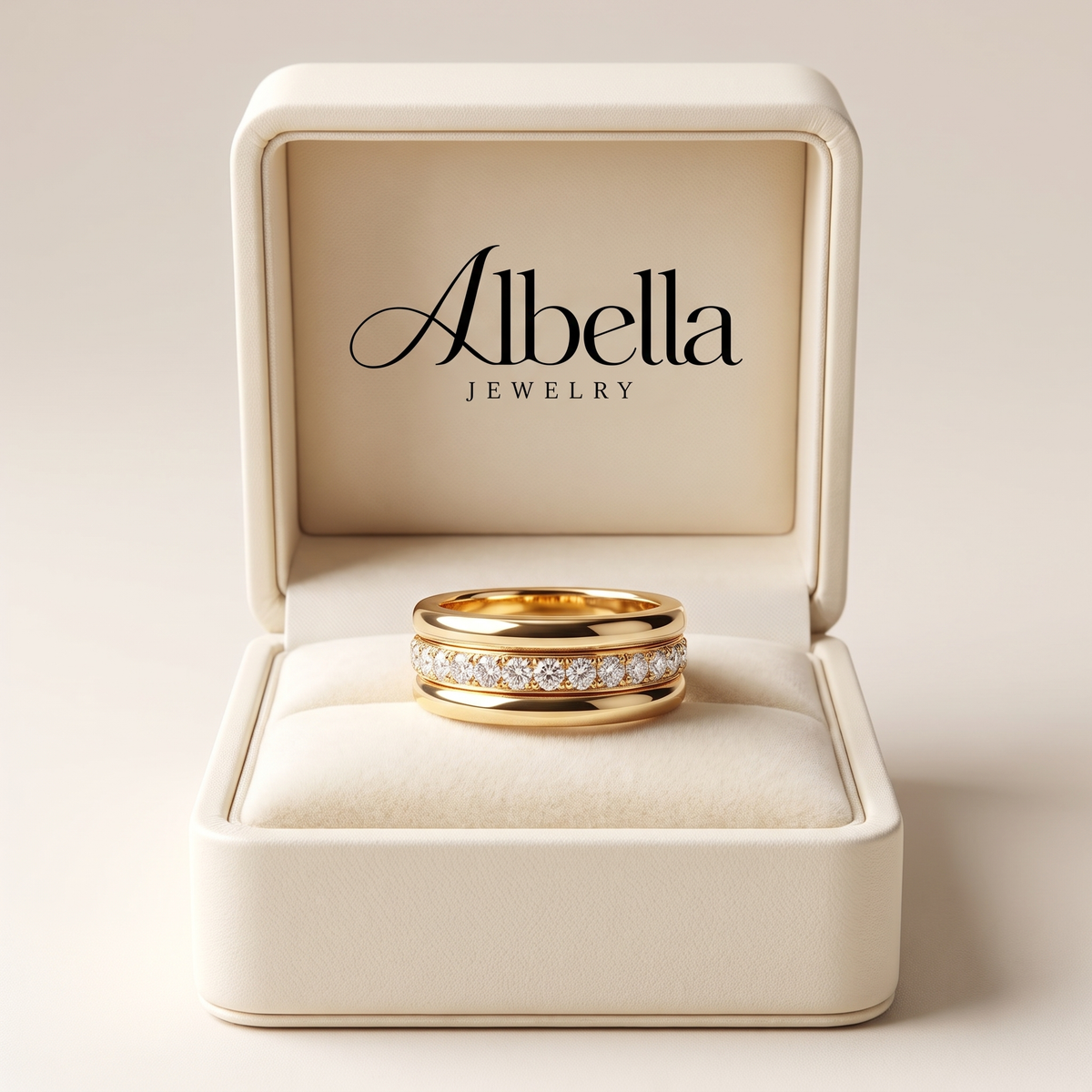 Vintage Ring with Inlaid Zircon in Albella Jewelry gift box