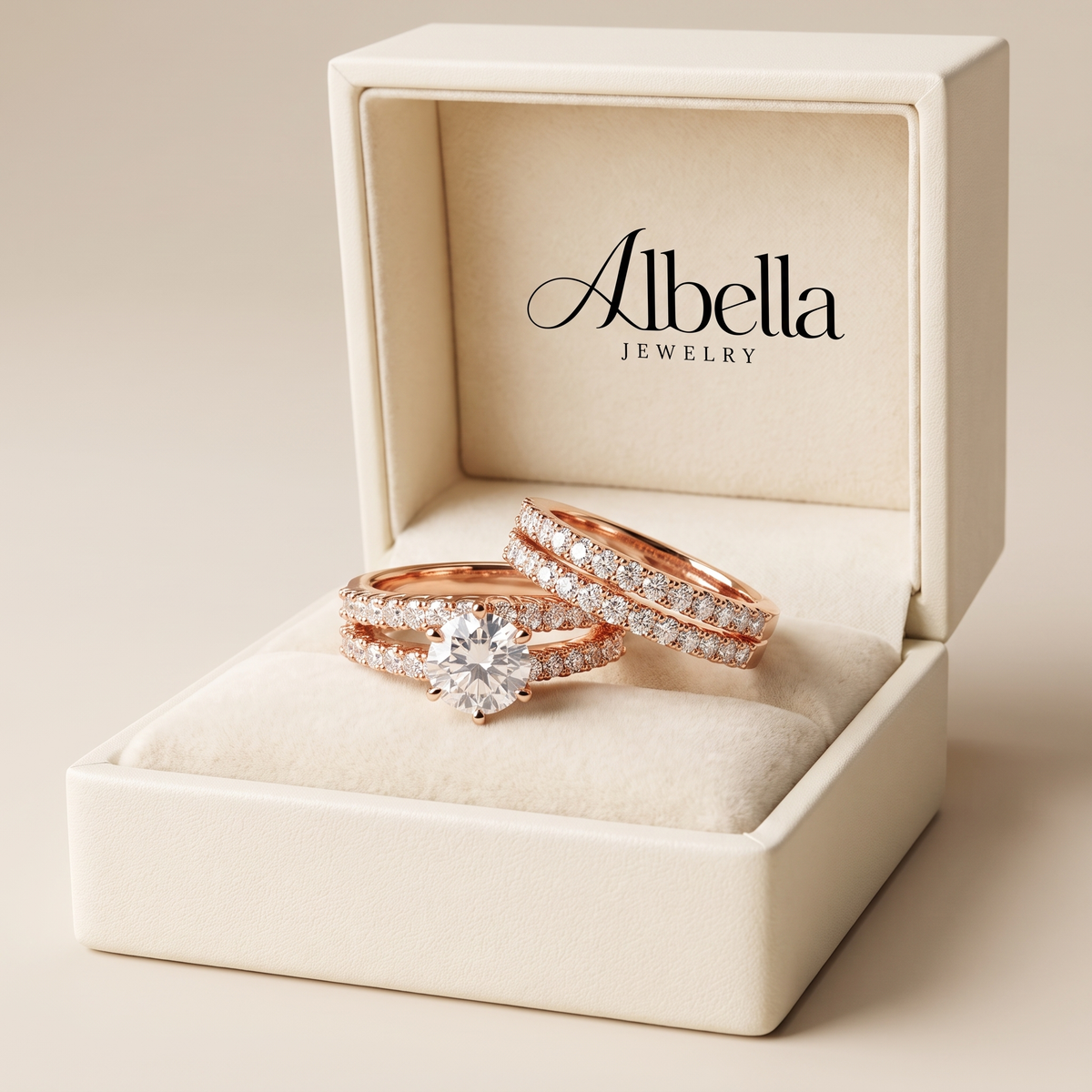 Elegant Eternal Sparkle Ring Set in Albella Jewelry gift box