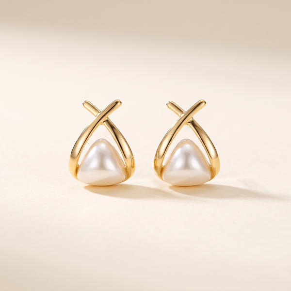Vintage Dangle Earrings with Cross, Triangle and Pearl – Albella Jewelry
