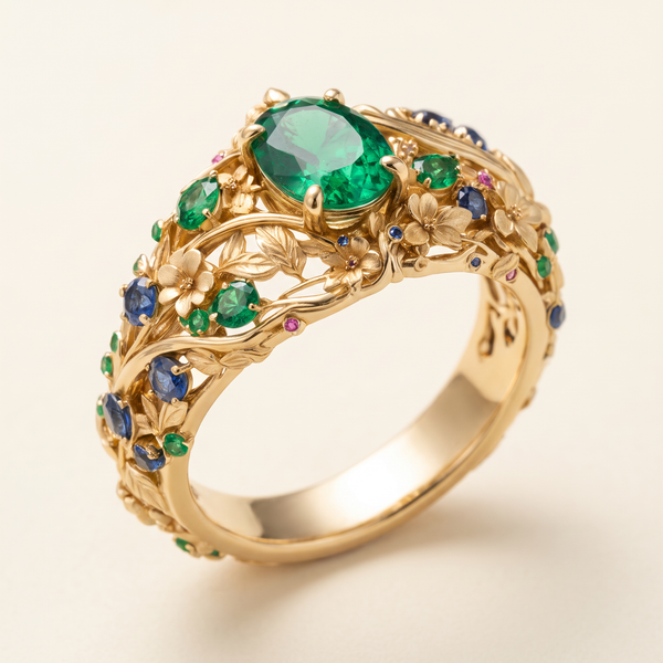 Luxe Emerald and Sapphire Ring – Albella Jewelry