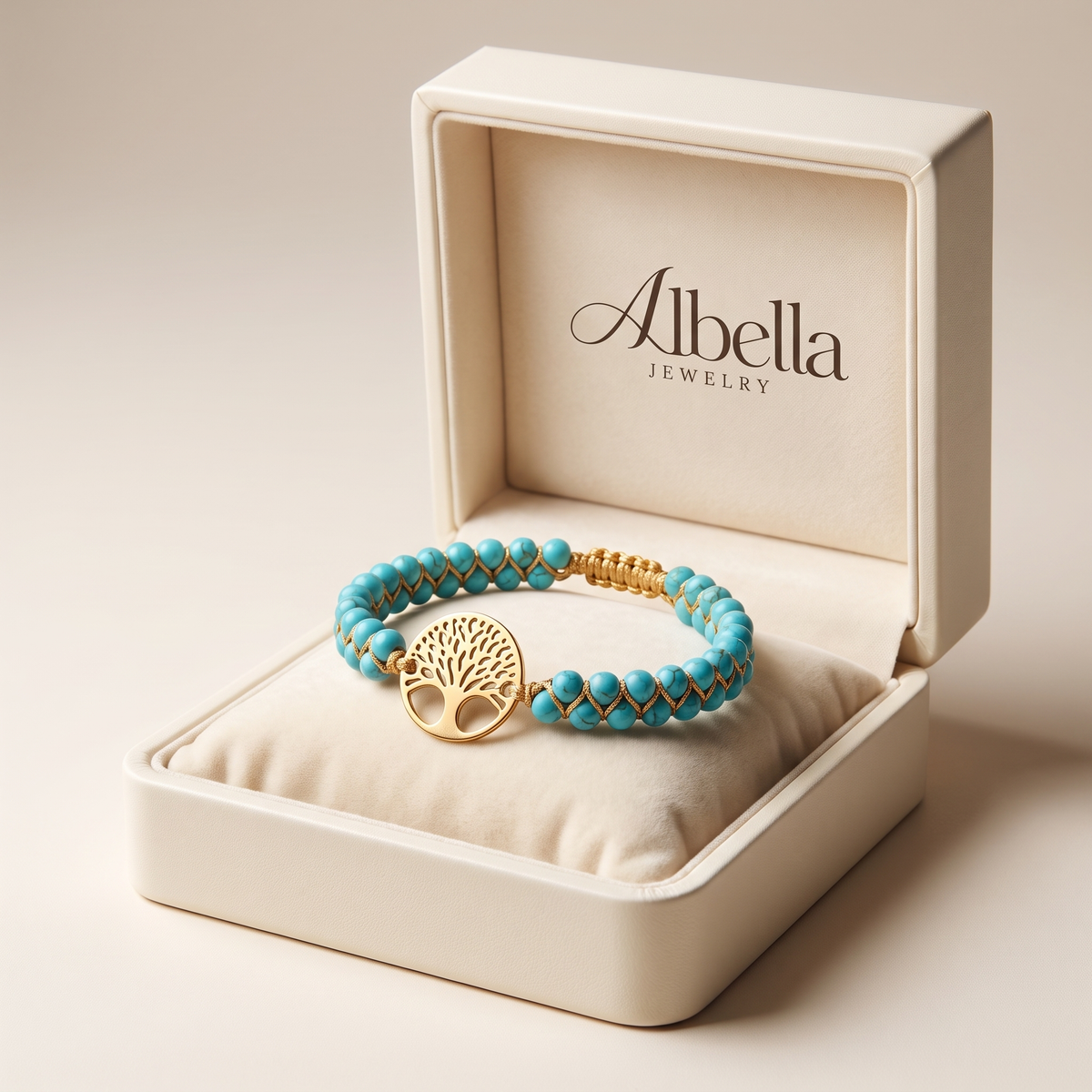 Tree of Life Bracelet with Turquoise Stone in Albella Jewelry gift box