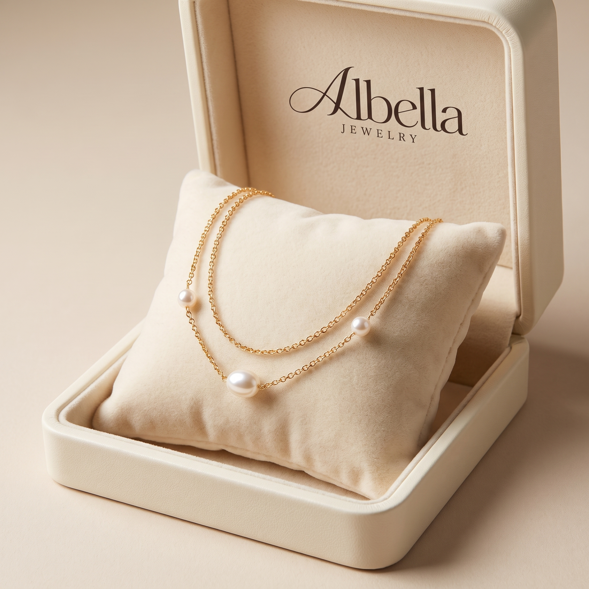 Classic Freshwater Pearl Necklace in Albella Jewelry gift box