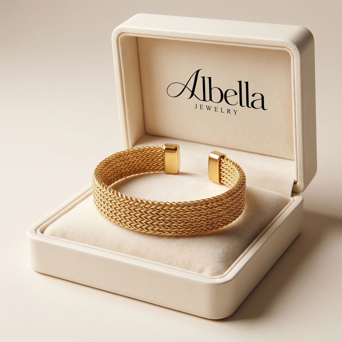 Elegant Braided Mesh Bracelet with Open Design in Albella Jewelry gift box
