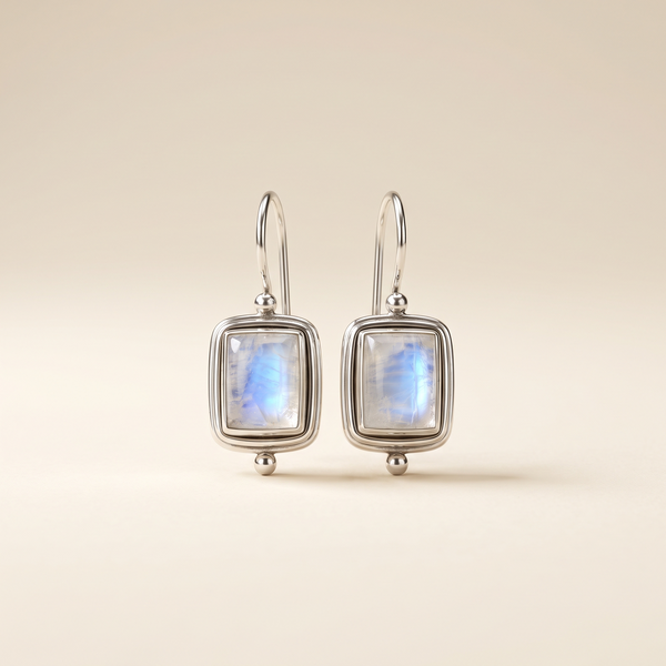 Chic Square Earrings with Moonstone – Albella Jewelry