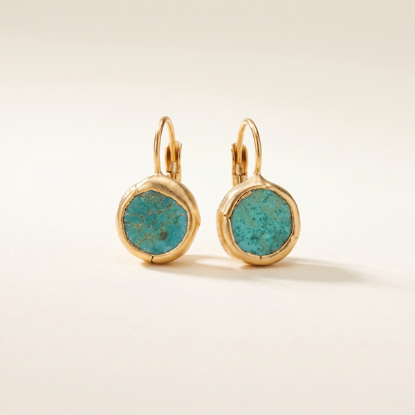 Elegant Gold Earrings with Turquoise Stone – Albella Jewelry