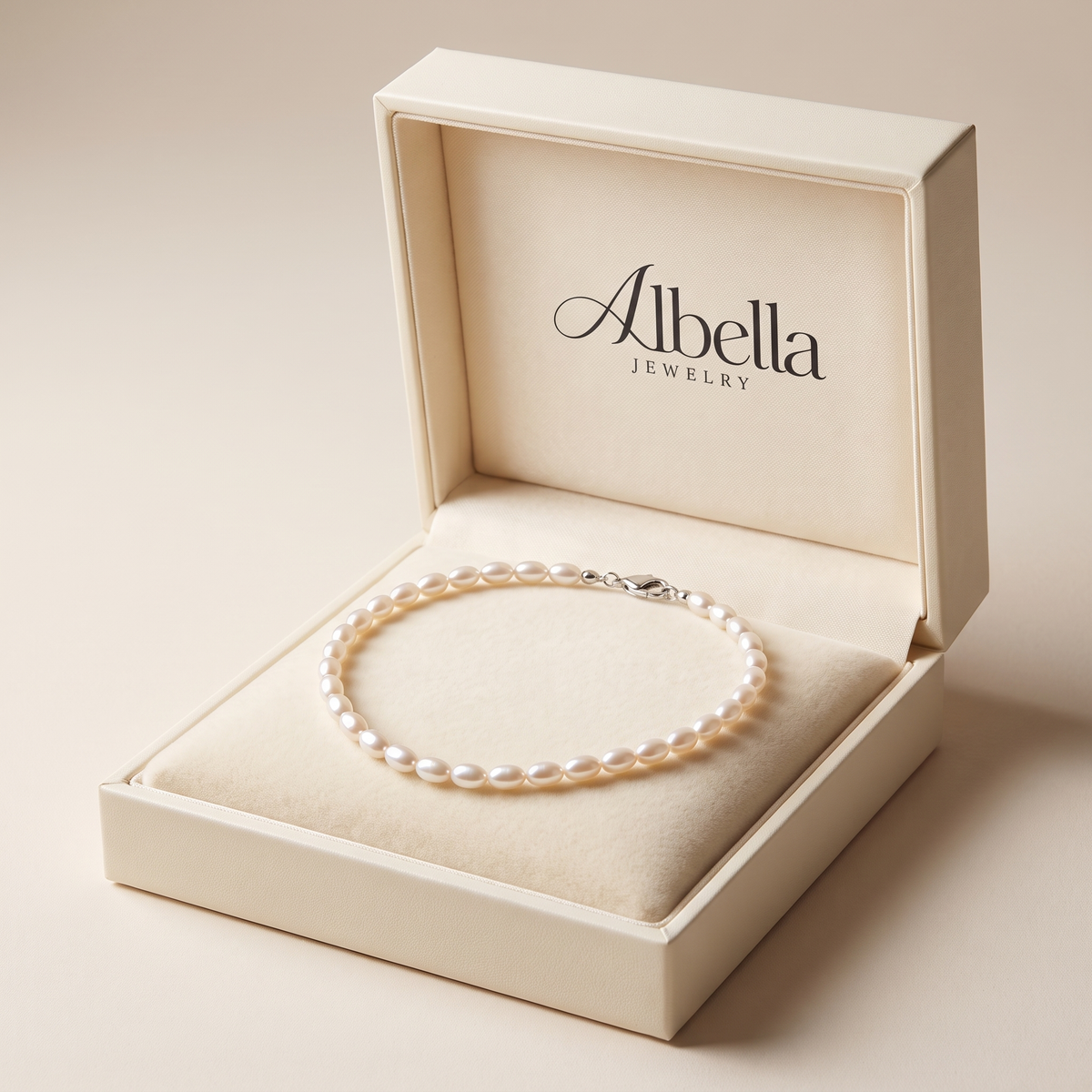 Elegant Pearl Necklace in Albella Jewelry gift box