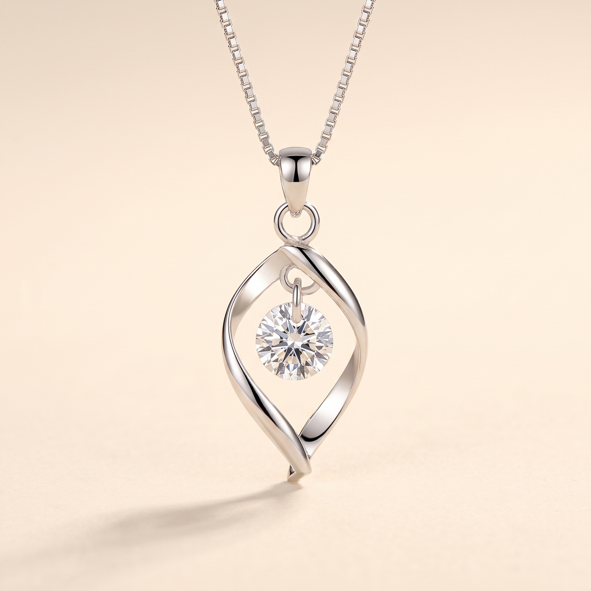 Silver Necklace with Twisted Teardrop Pendant – Albella Jewelry