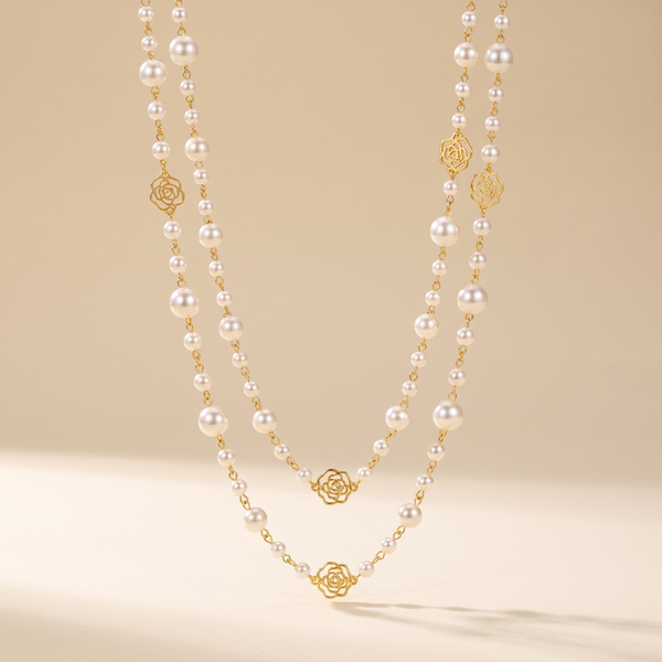 Elegant Gold Pearl Necklace – Albella Jewelry
