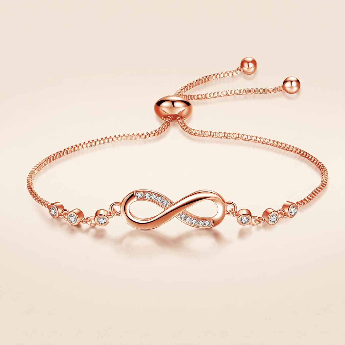 Chic Adjustable Rose Gold Infinity Bracelet – Albella Jewelry